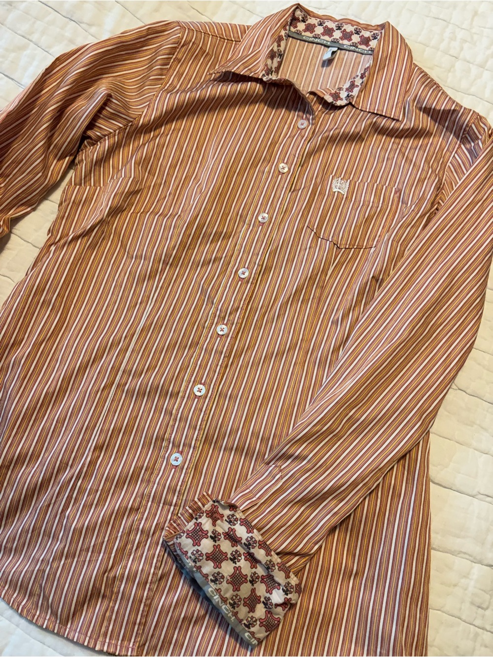 Women’s Long-Sleeve Striped Button-Up Cinch Shirt
